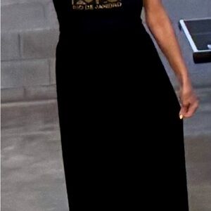 Velvet Black Maxi skirt with Gold Print